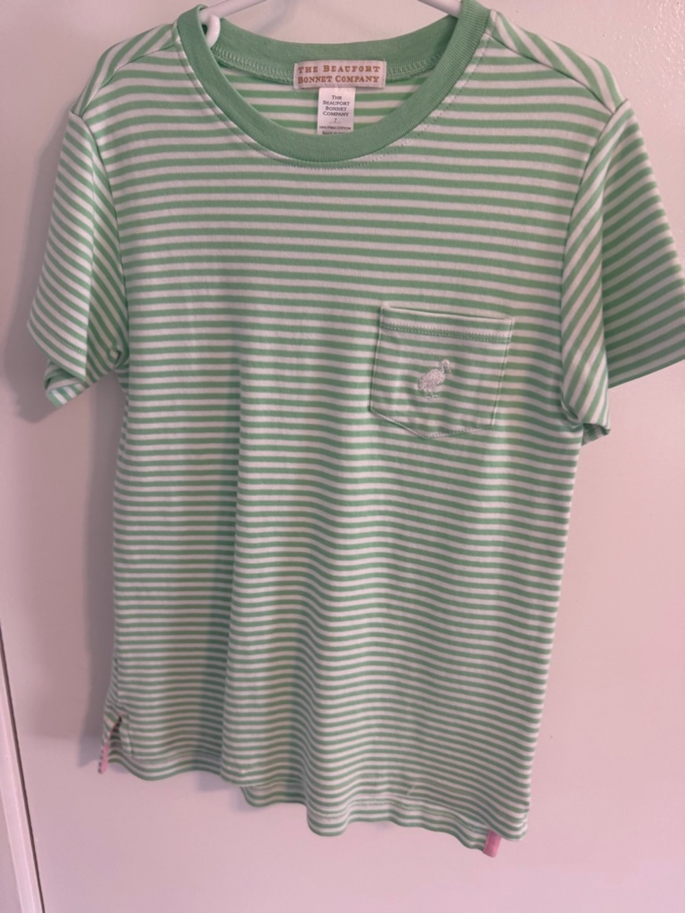 Boys The Beaufort Bonnet Company Mint & White Striped Pocket Tee